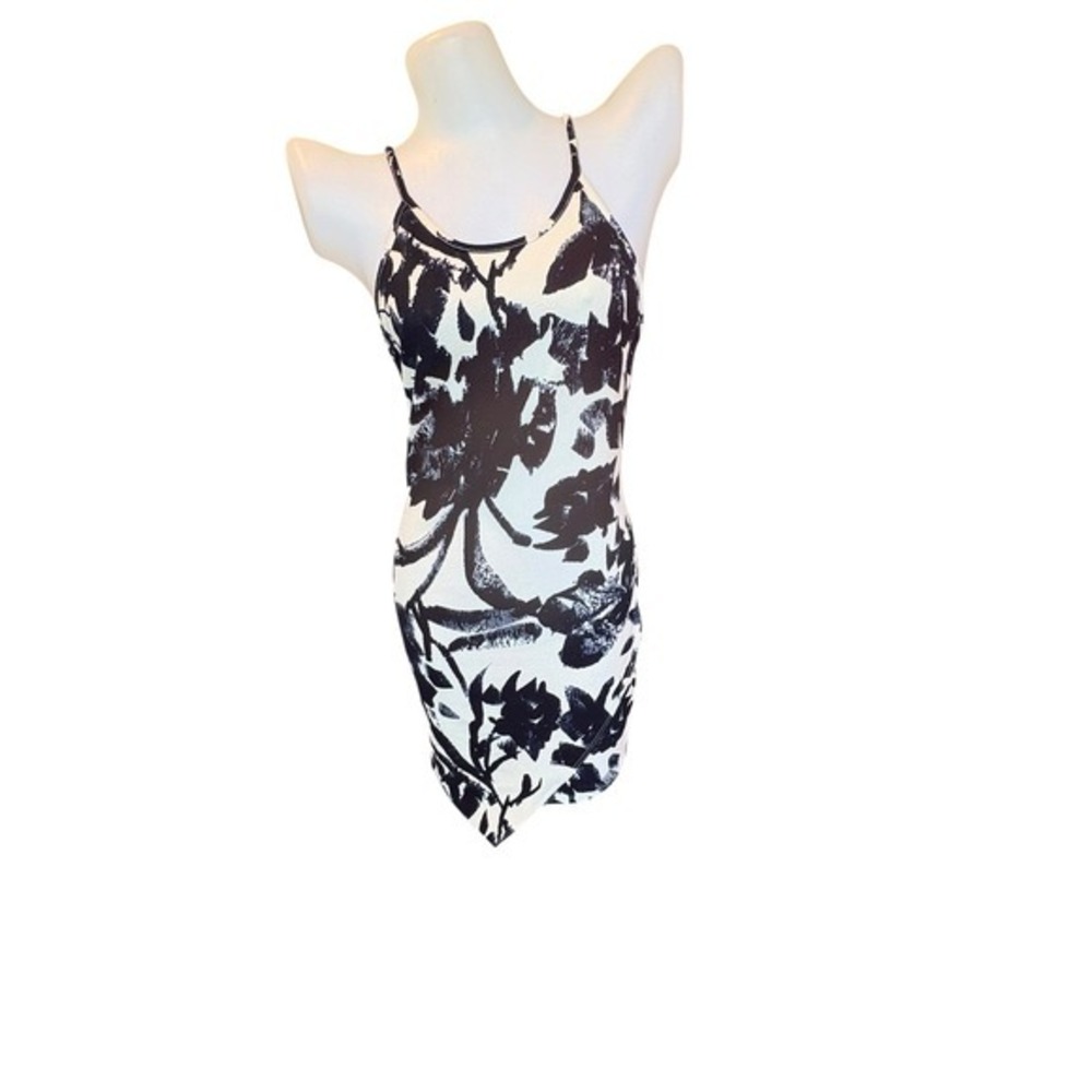 Whimsigoth Abstract Floral Bodycon Mini Dress Asymmetrical Indie Sleaze Halter M